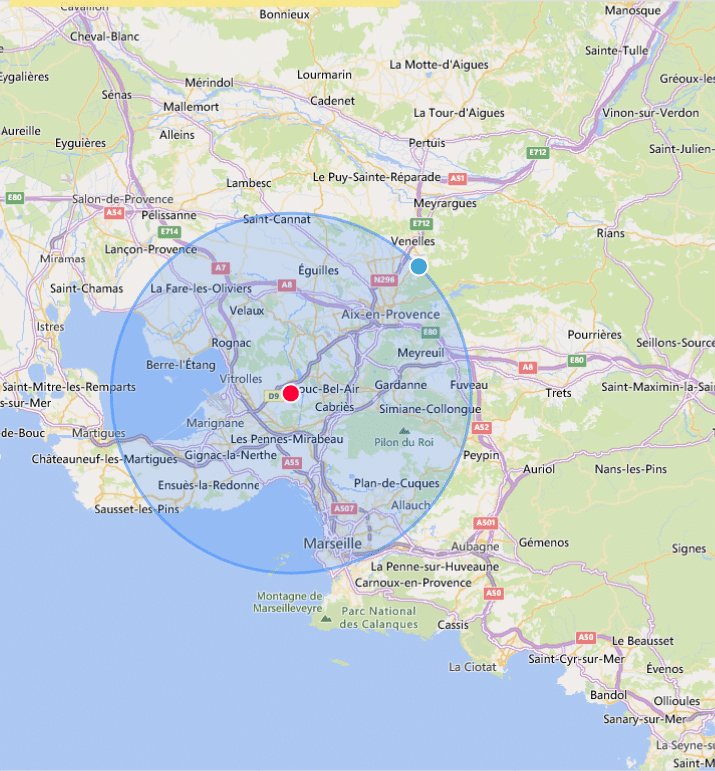 Rayon d'intervention de l'entreprise de location de matériel BTP - SAS PAILLE LTP LOCATION